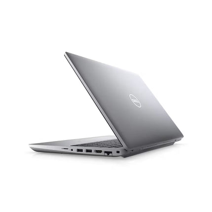 Silver Dell laptop on a white background