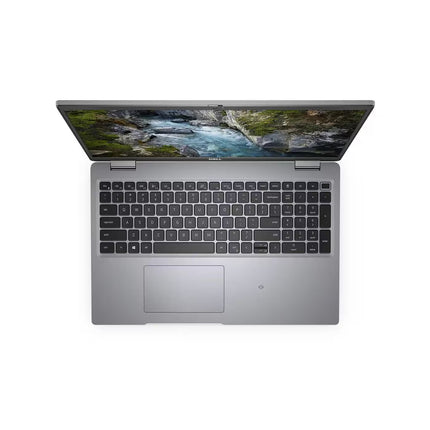 Laptop with a scenic display on a white background