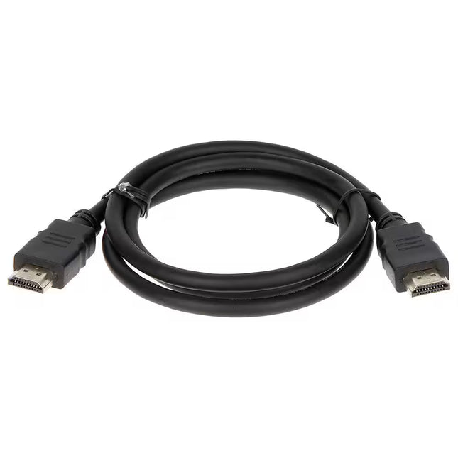 HDMI to HDMI Cable – Black HDMI male-to-male cable coiled on a white background, designed for transmitting high-definition audio and video between devices such as TVs, monitors, gaming consoles, laptops, and projectors.
