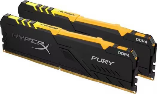 Two HyperX Fury DDR4 RAM modules on a white background