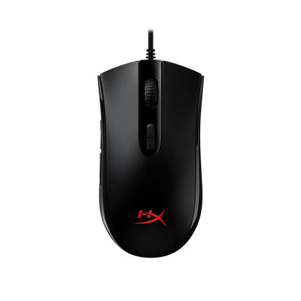 A top-down view of the black HyperX Pulsefire Core wired gaming mouse
