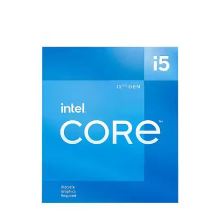 Intel Core i5 12th Gen desktop processor retail box featuring the blue brand design, "i5" and "CORE" branding, and a "Discrete Graphics Required" notice at the bottom.
