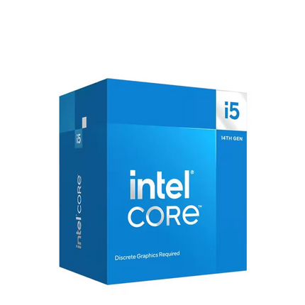 Retail box packaging for an Intel Core i5 14th Gen processor.