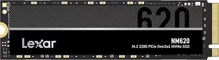 Lexar NM620 SSD with M.2 2280 PCIe Gen3x4 NVMe interface on a black background