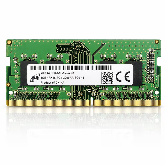 Green RAM module with visible branding and specifications on a white background