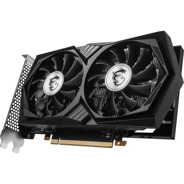 Graphics card with dual fans on a white background