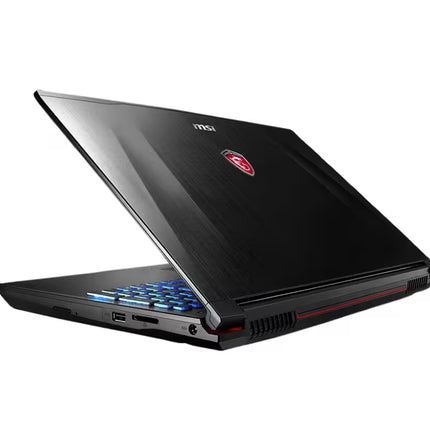 Black MSI gaming laptop on a white background