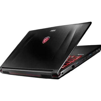 Black MSI gaming laptop on a white background