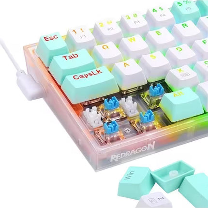 Redragon K631 CASTOR Wired RGB Gaming Mechanical Keyboard, Hot-Swappable W/Hot-Swap Free-Mod Pcb Socket & Translucent Board (NEW) 11 Month Warranty