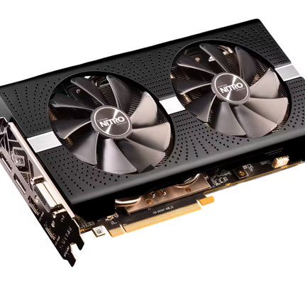 Graphics card with two fans on a white background