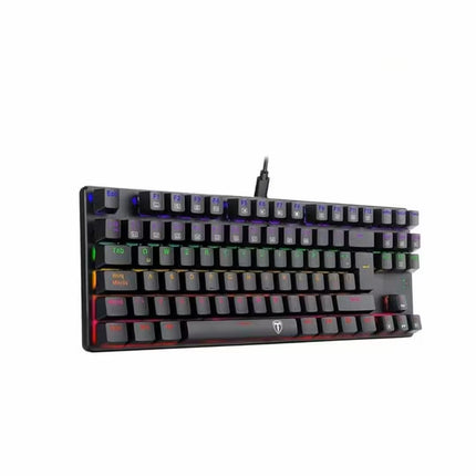 Mechanical keyboard with RGB lighting on a white background