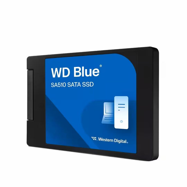 WD Blue SA510 SATA SSD with Western Digital logo on a white background