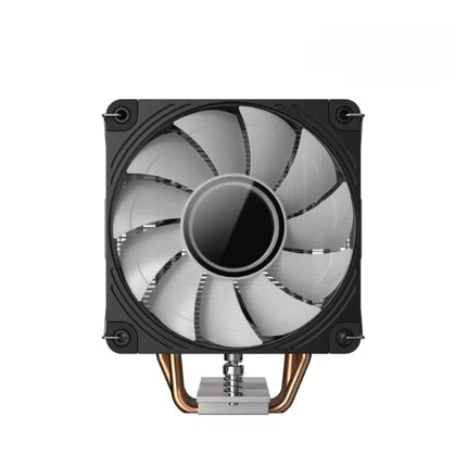 Computer cooling fan with heat sink on a white background