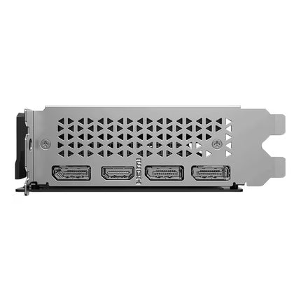 Computer graphics card with multiple ports on a white background