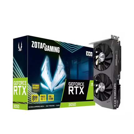 Zotac Gaming GeForce RTX graphics card with packaging and Venum Technology logo.