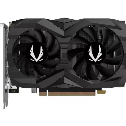 Graphics card with dual fans on a white background