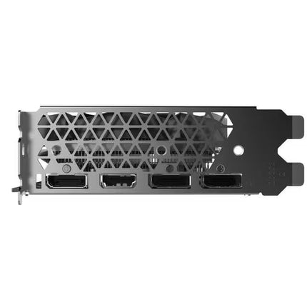Computer graphics card with a geometric design on a white background