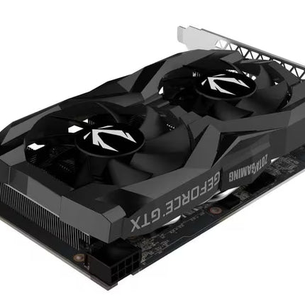 Graphics card with dual fans on a white background